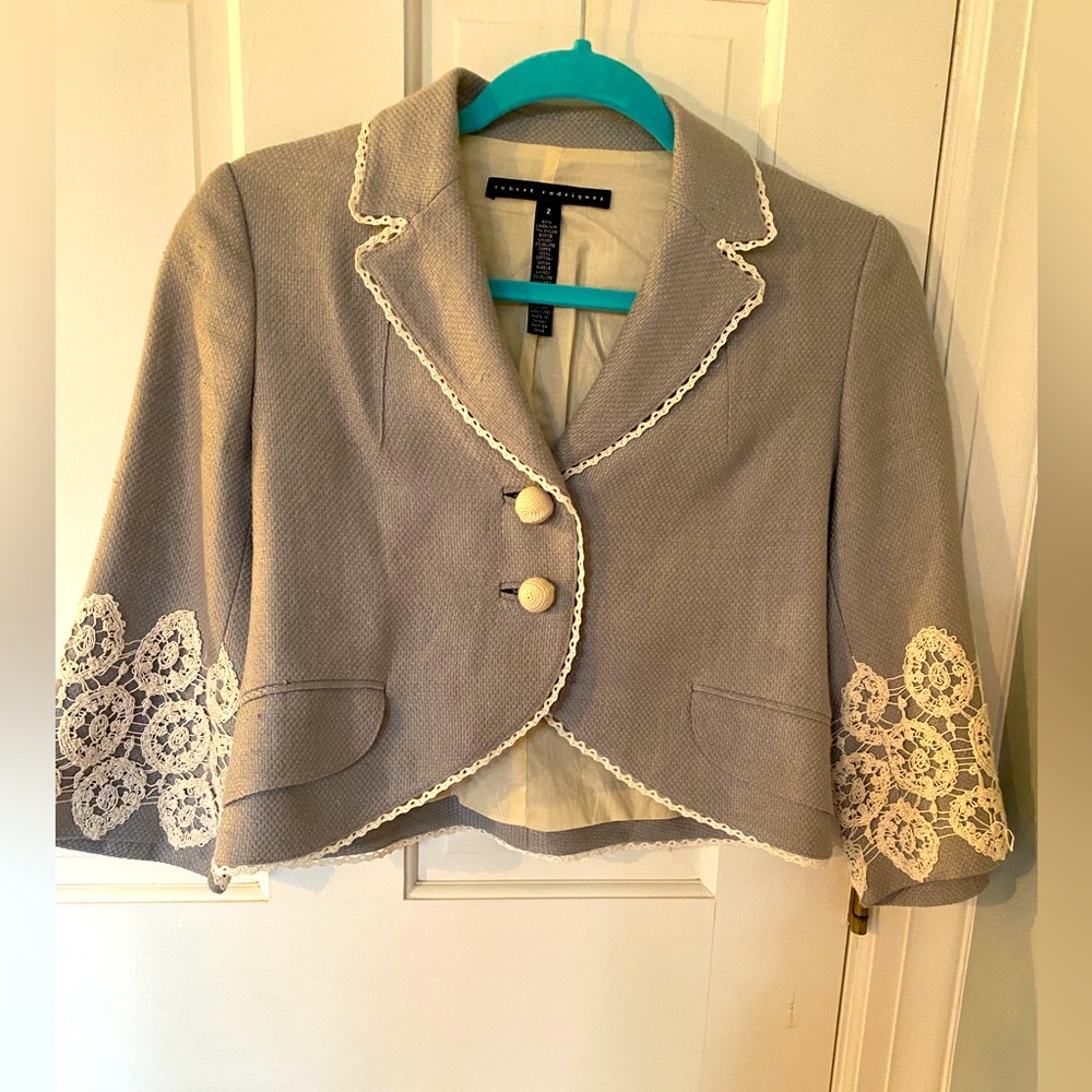Stunning Designer Cropped Blazer with Embroidery by Robert Rodriguez